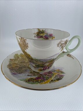 Vintage Shelley England Heather Fine Bone China teacup and saucer-